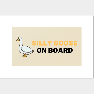 Silly Goose on Board | A Playful and Quirky Goose Illustration Posters and Art